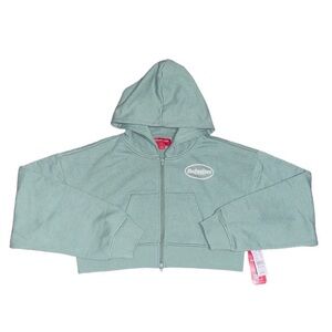 NWT Budweiser sage green cropped zip up